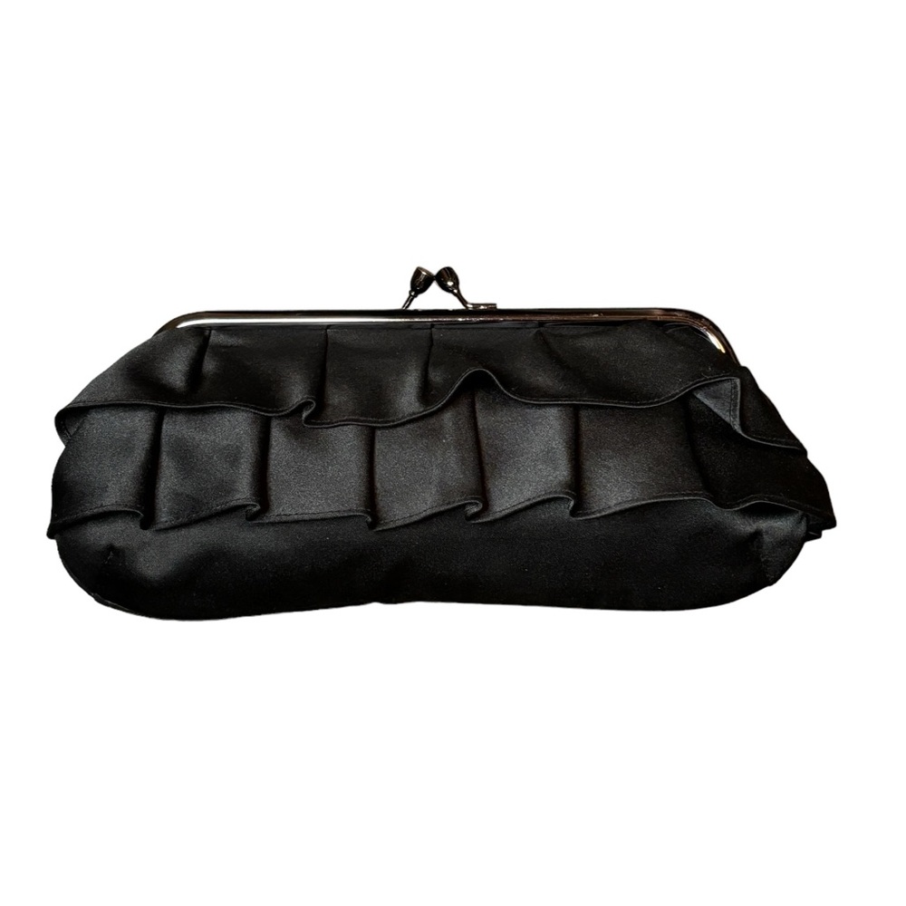 Black satin clutch by Hollywould. In excellent used condition. With crossbody ch